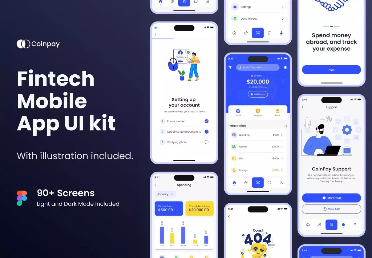 Coinpay Fintech Finance Mobile App UI kit