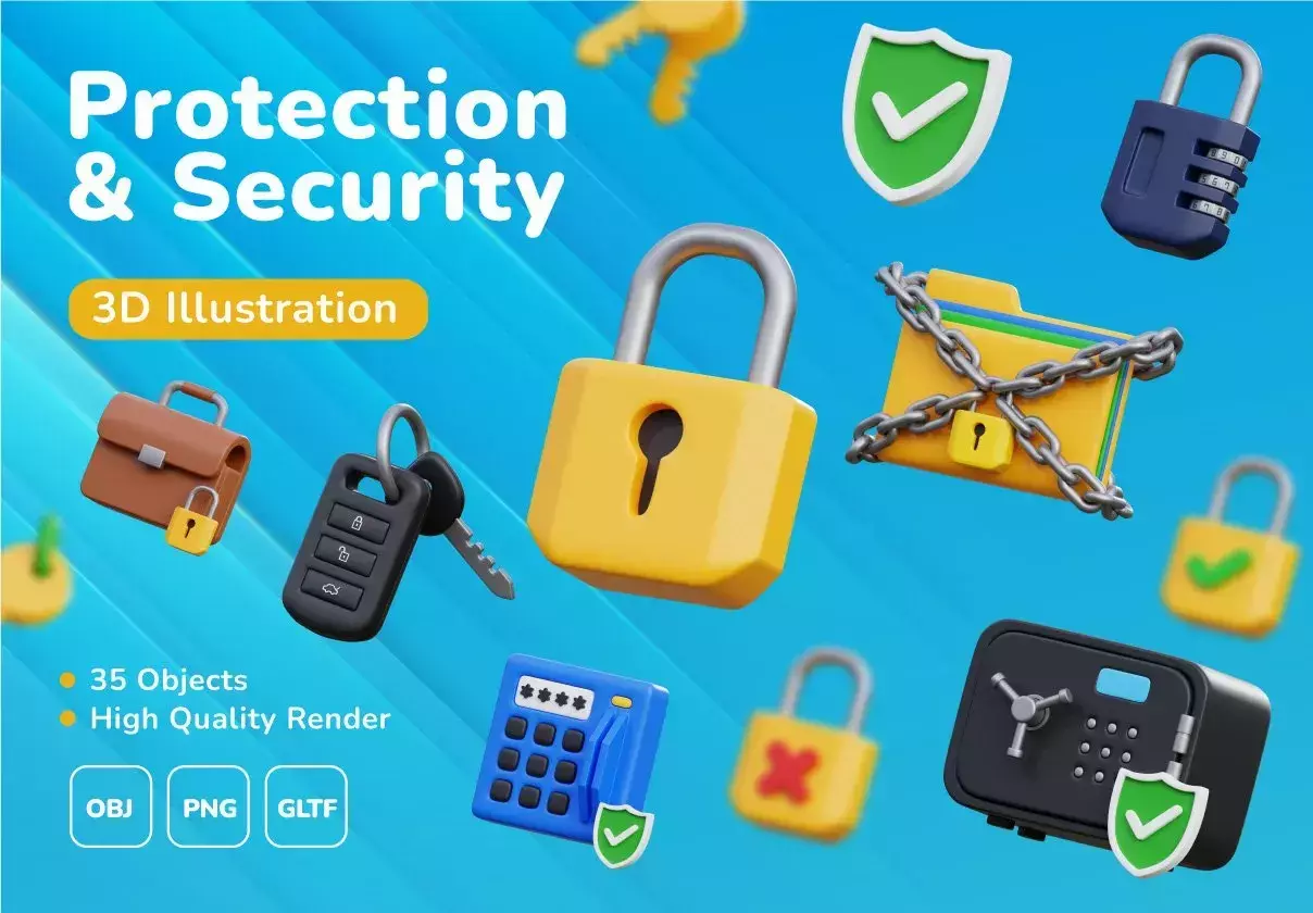 Protection & Security 3D Icon Set