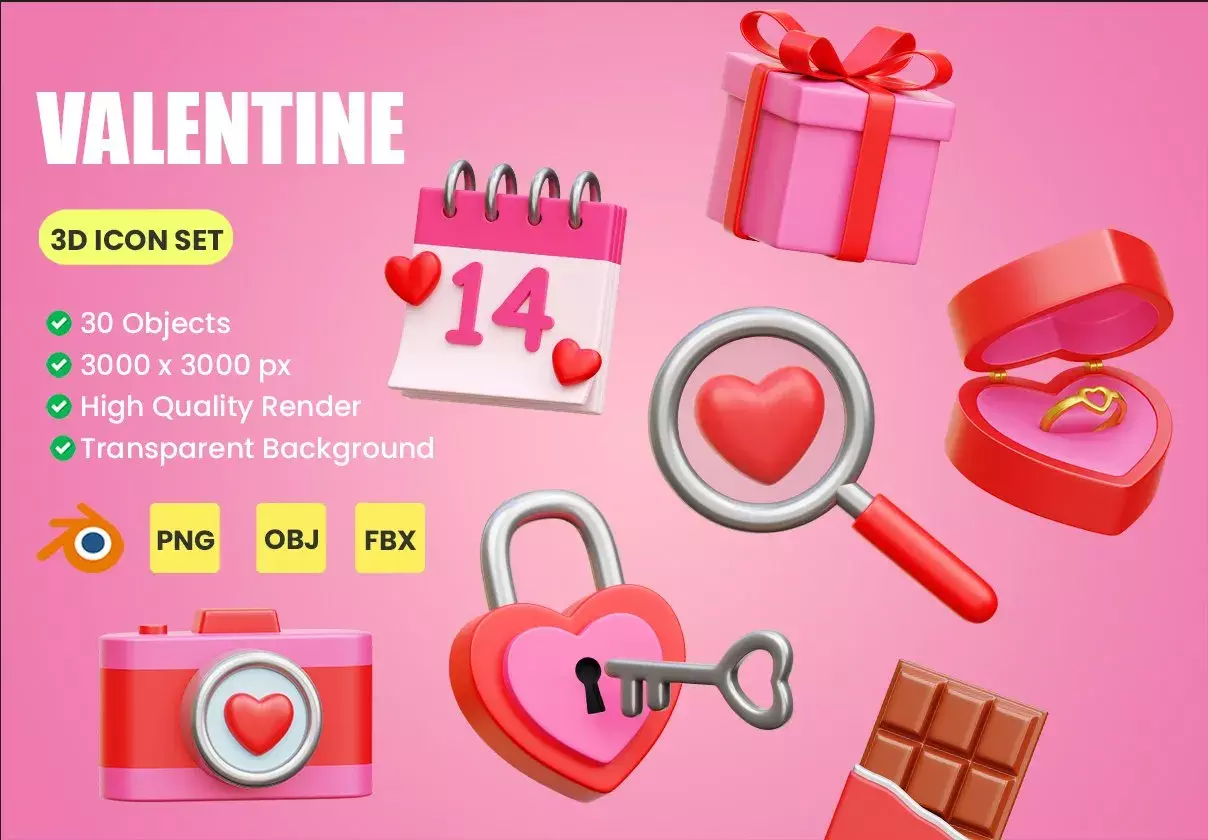 Valentine 3D Icon Illustrations