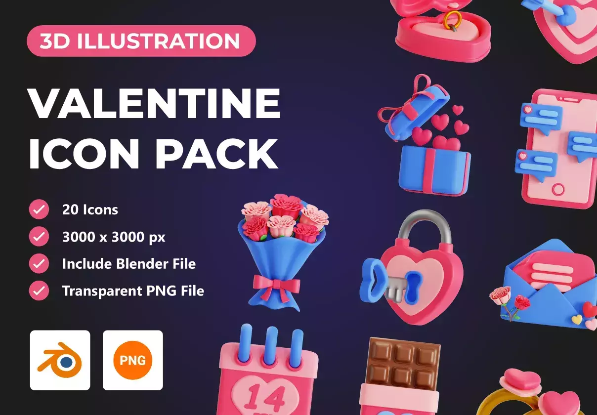 Valentine 3D Icon Pack