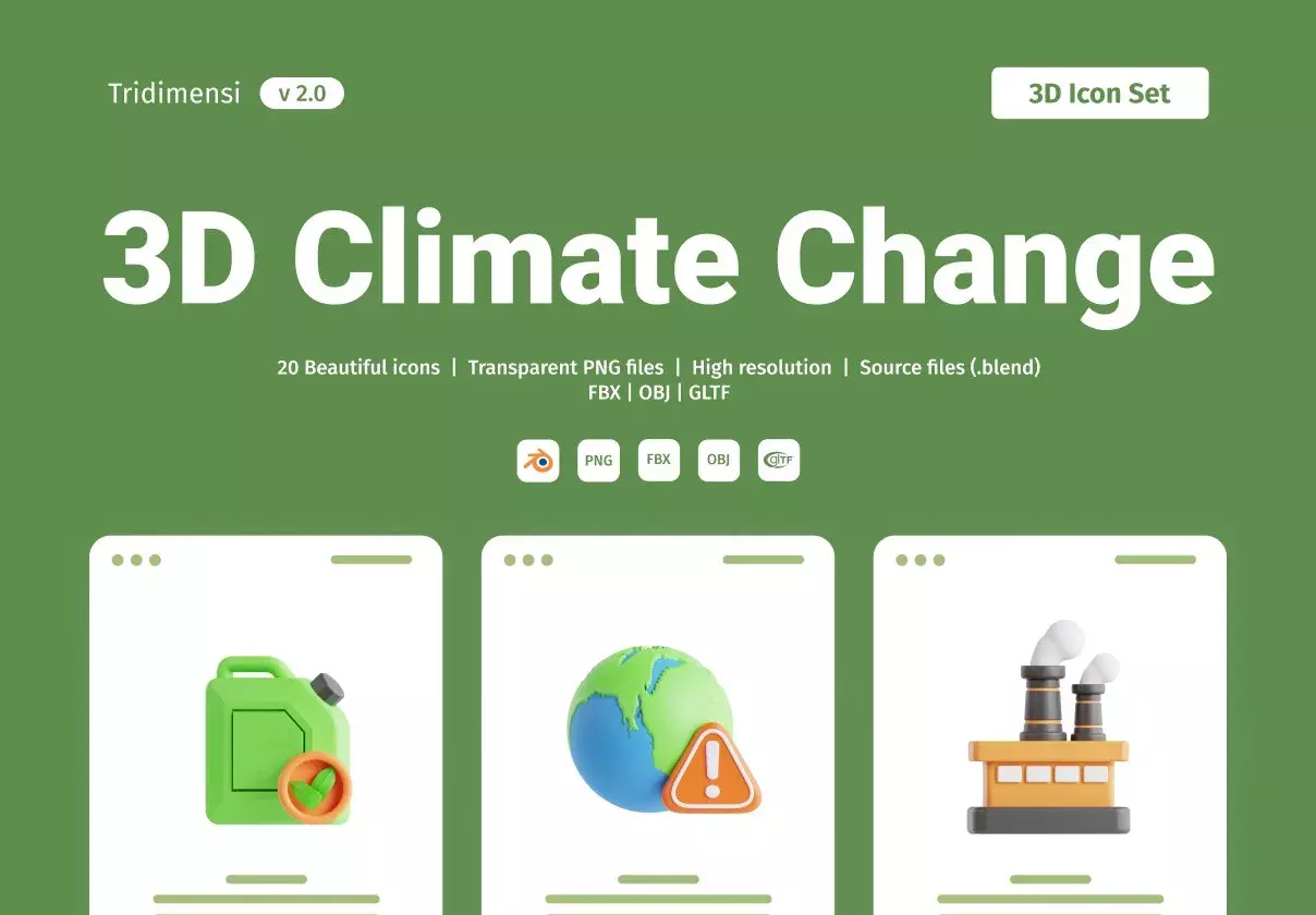 Climate Change 3D Icon Set