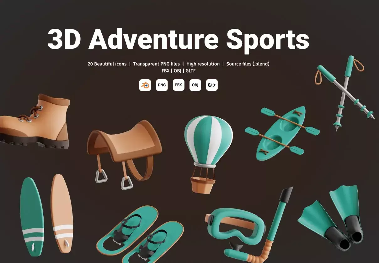 Adventure Sports 3D Icon Set