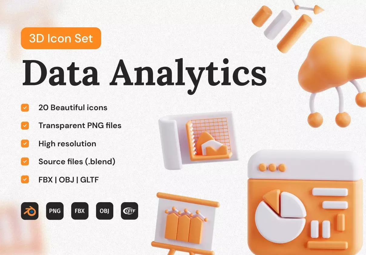 Data Analytics 3D Icon Set