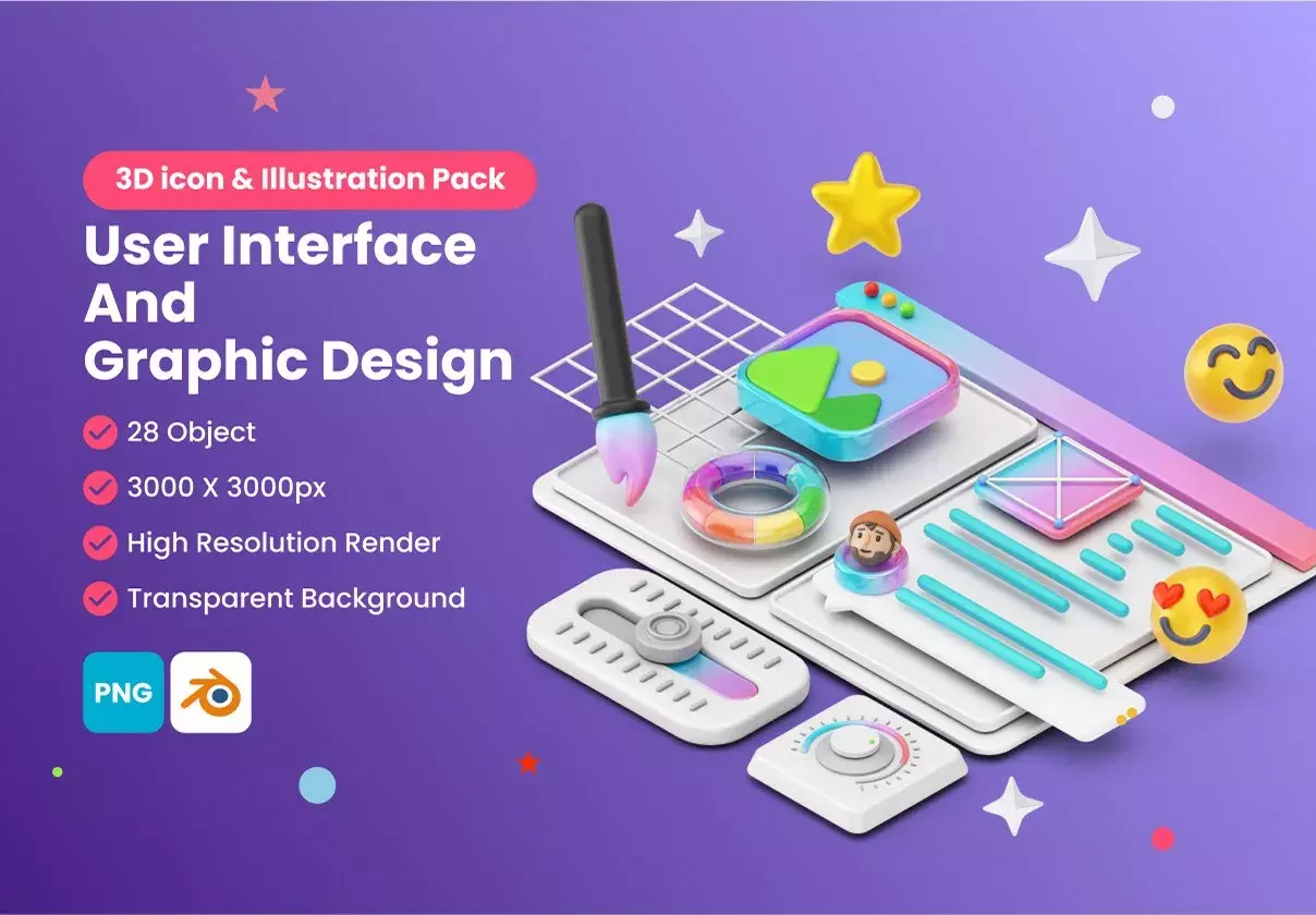 User Interface And Graphic Design 3D Icon & illustration pack