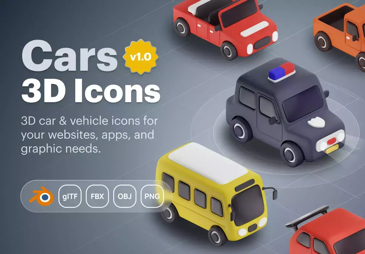 Carly - Car & Vehicle 3D Icon Set