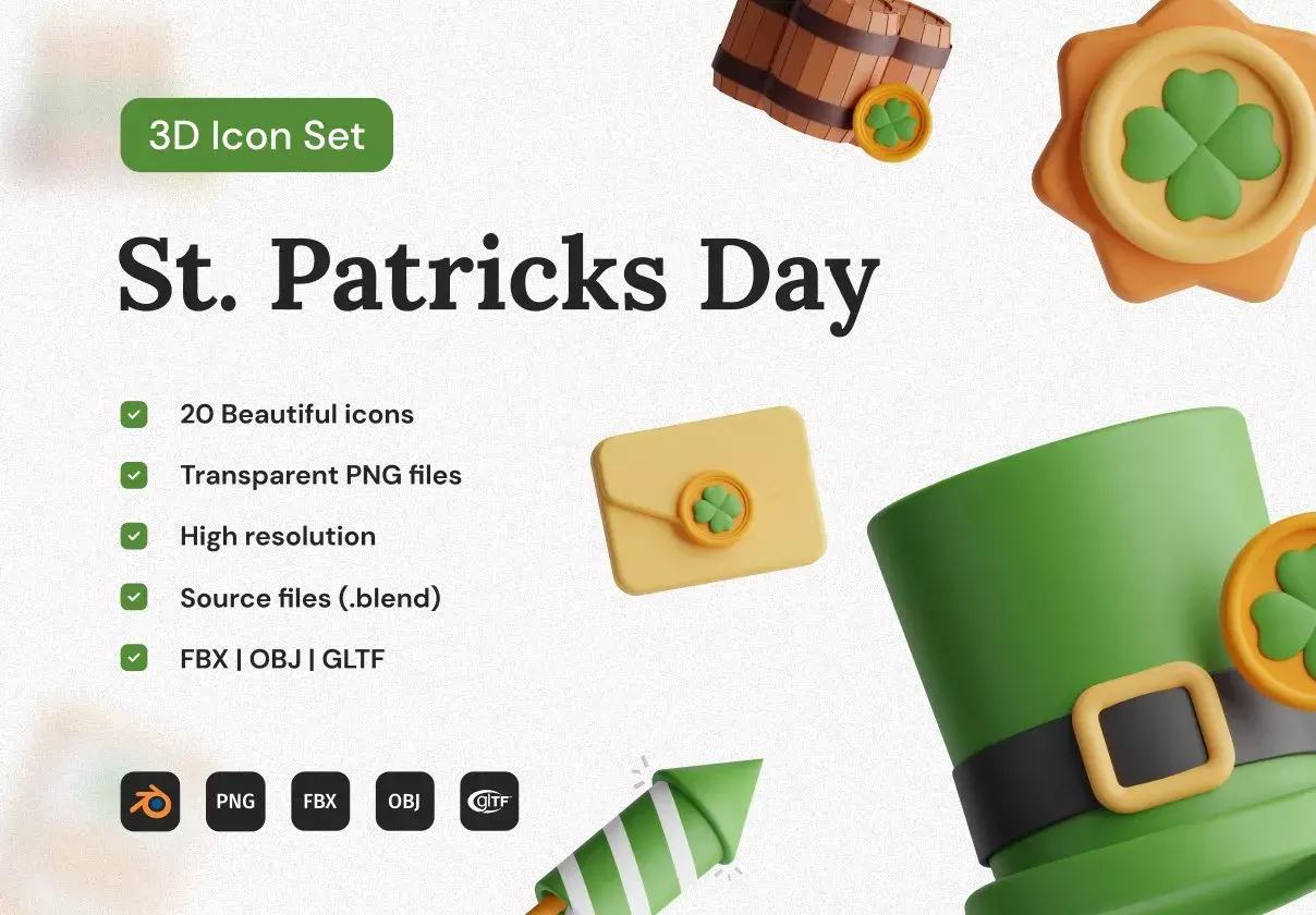 St. Patricks Day 3D Icon Set