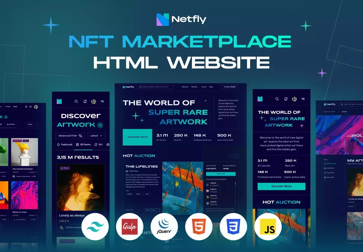 Netfly - NFT Marketplace Website Template