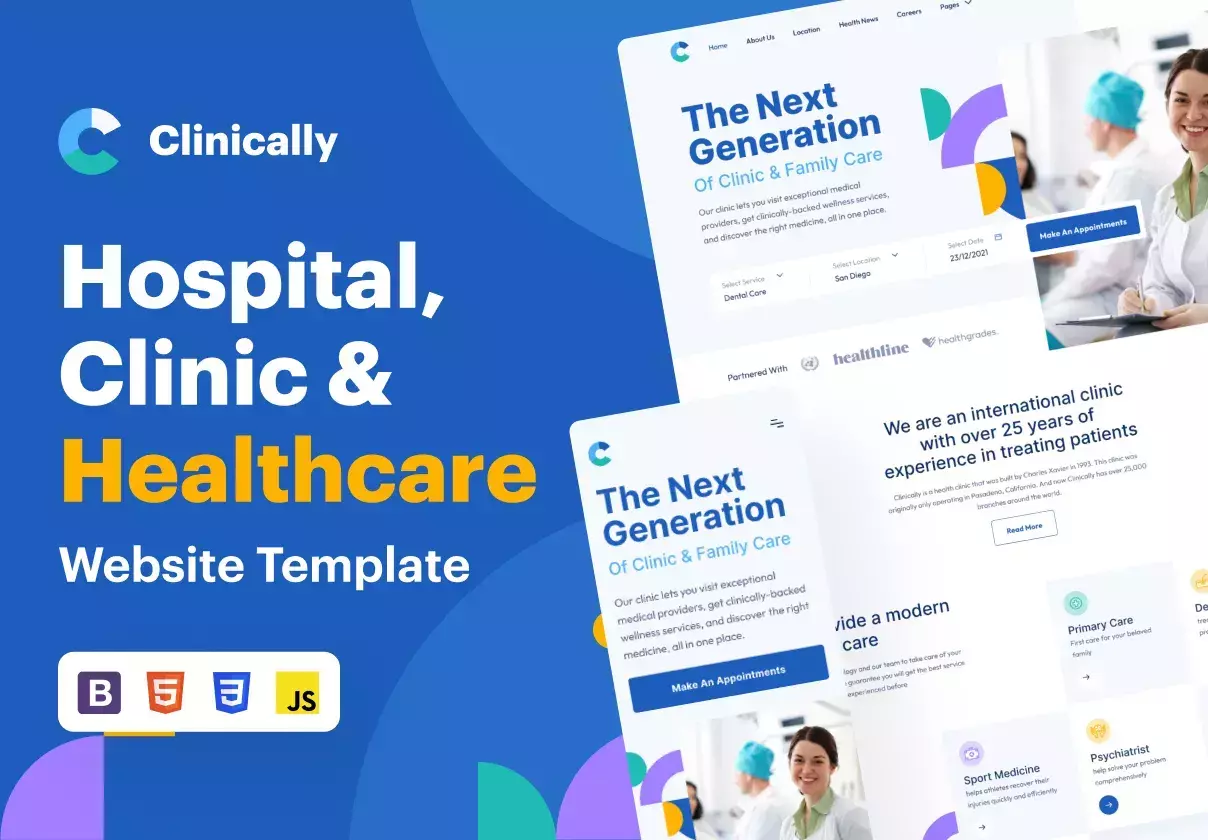 Clinically - Clinic and Hospital Website Template