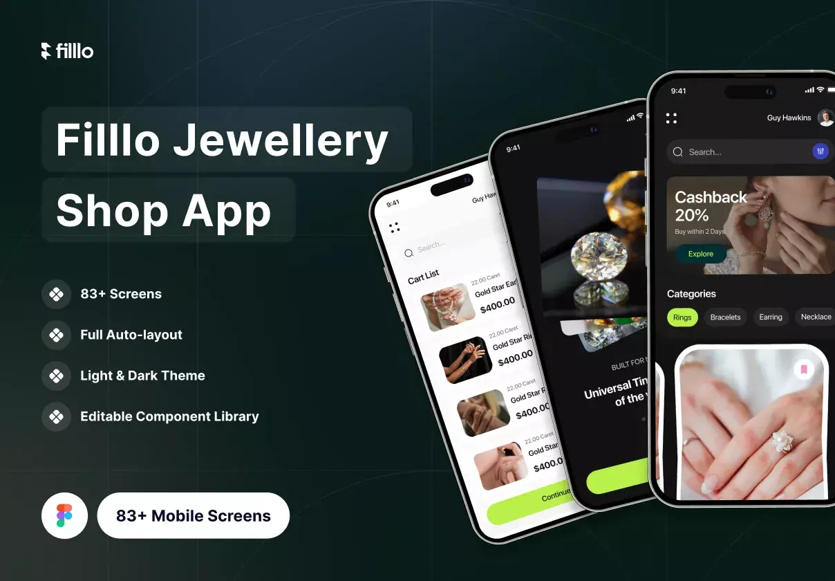 Filllo Jewellery Shop App UI Kit