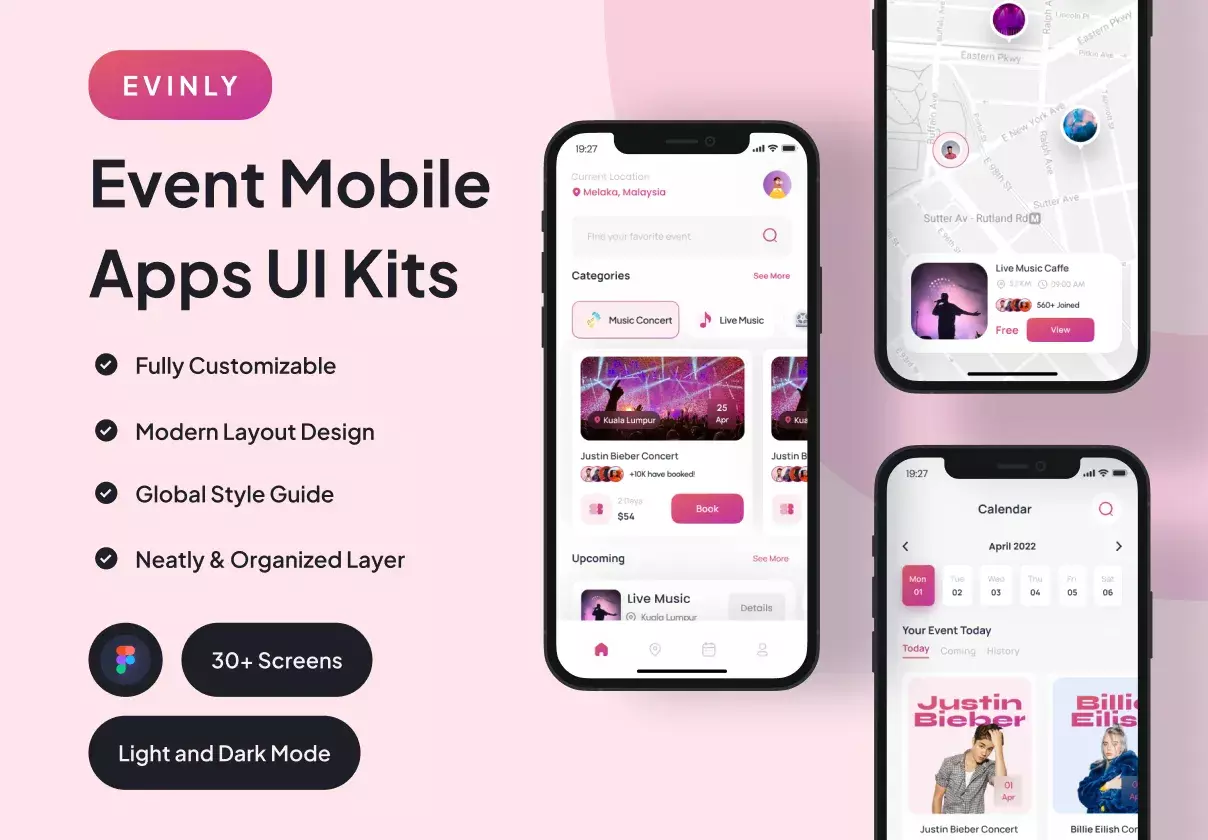 Evinly - Event Mobile Apps UI Kits