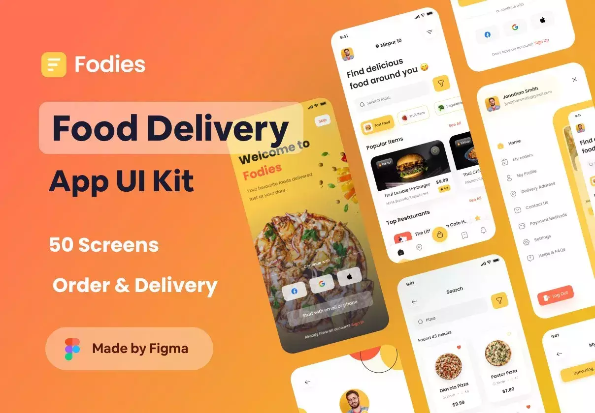 Fodies - Food Delivery App UI Kit