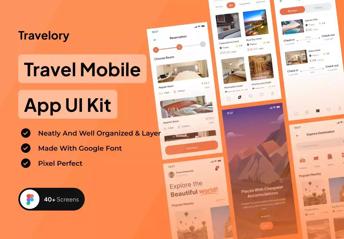 Travelory - Travel Mobile App UI Kit