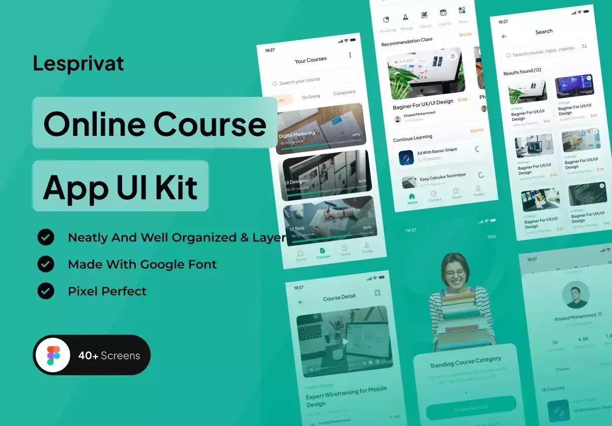 Lesprivat - Online Course App UI Kit