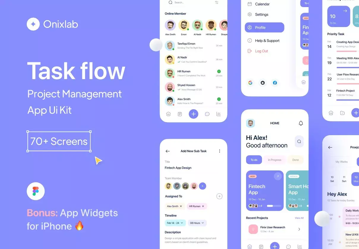 Taskflow - Project Management App UI Kit