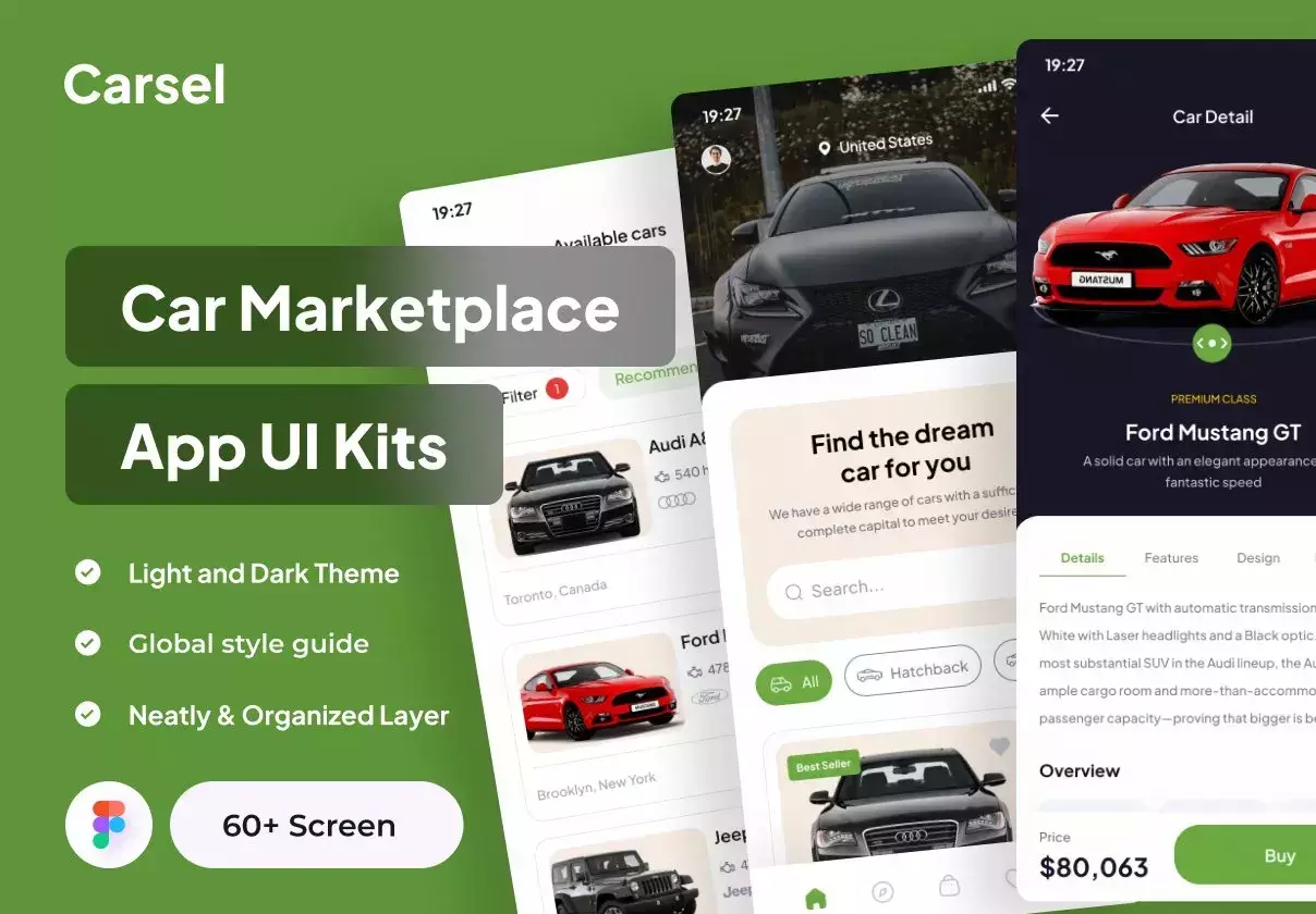 Carsel - Car Marketplace  App UI Kits