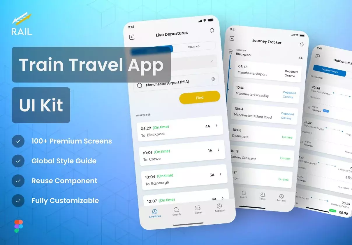 Rail - Train Travel App UI Kit