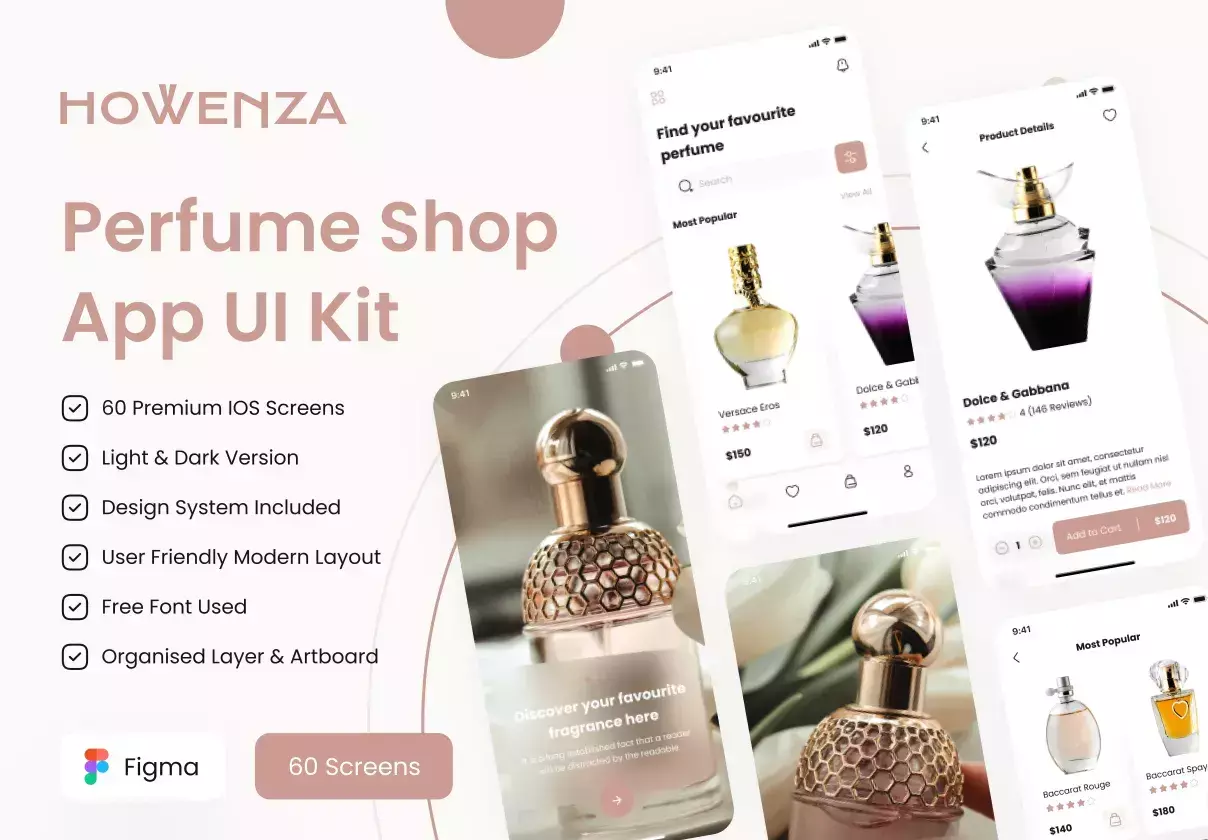 Howenza - Perfume Shop App UI Kit