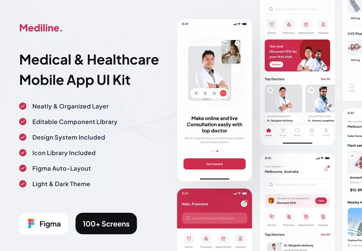 Mediline - Medical & Healthcare App UI Kit