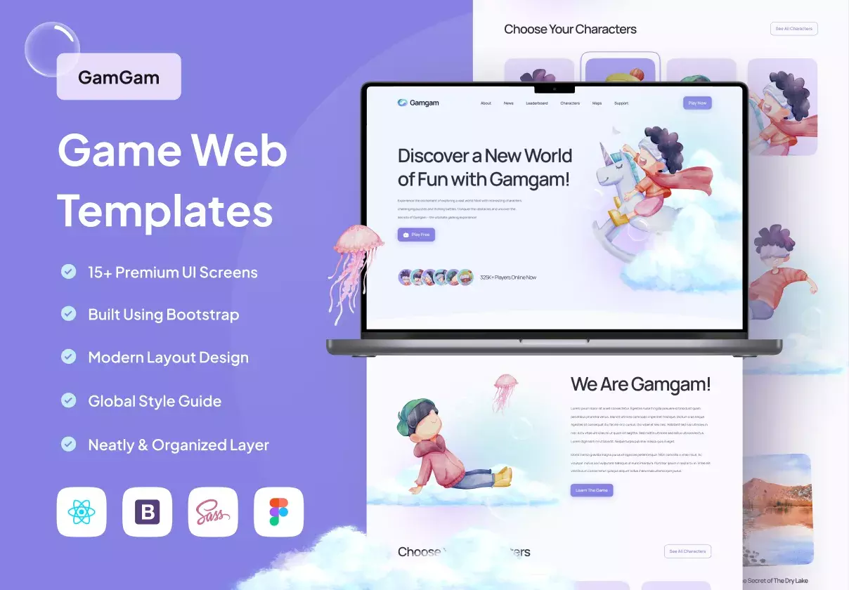 Premium Game Web Templates with Modern and Minimalist Style