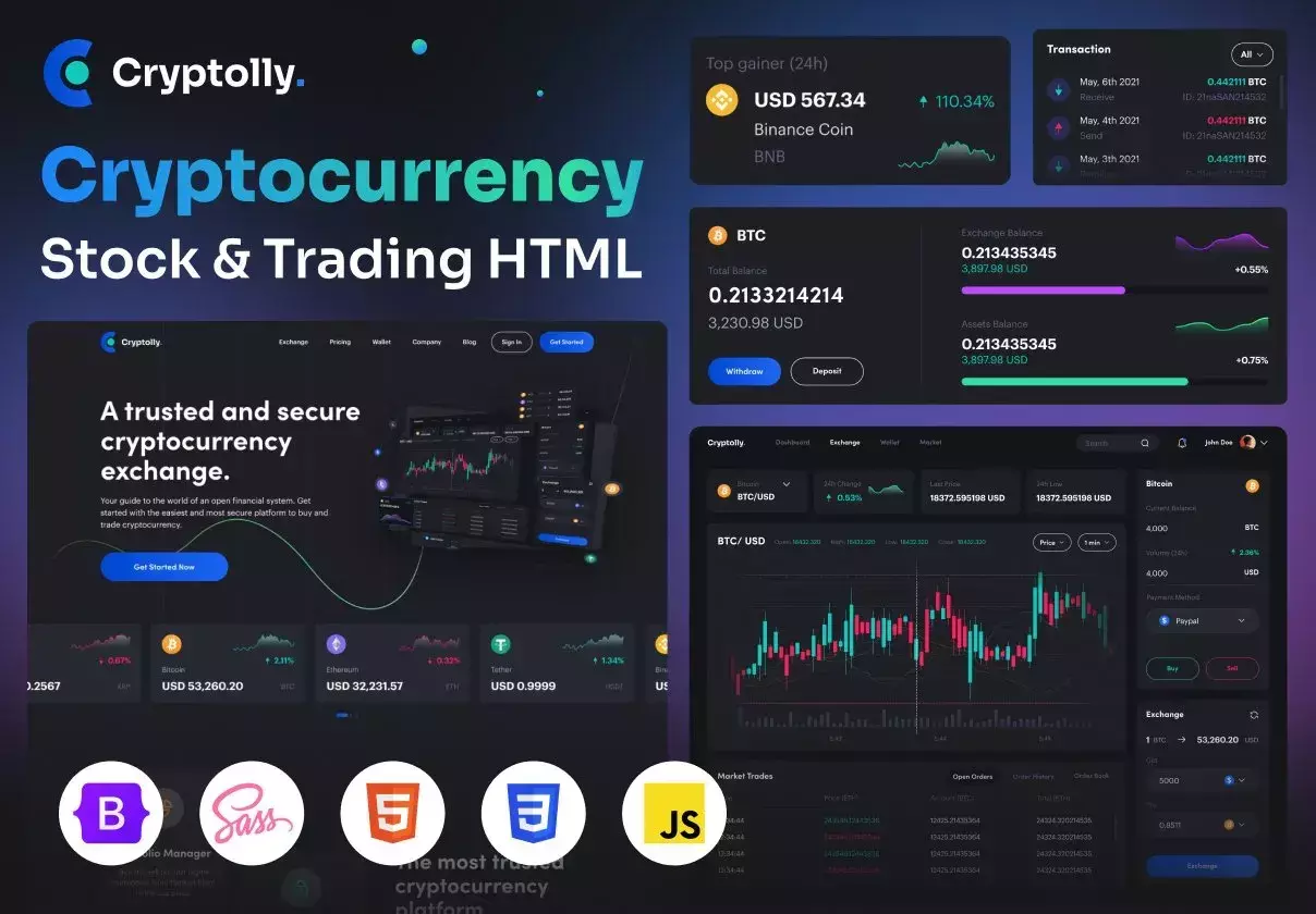 Cryptocurrency Landingpage & Dashboard Coded Templates