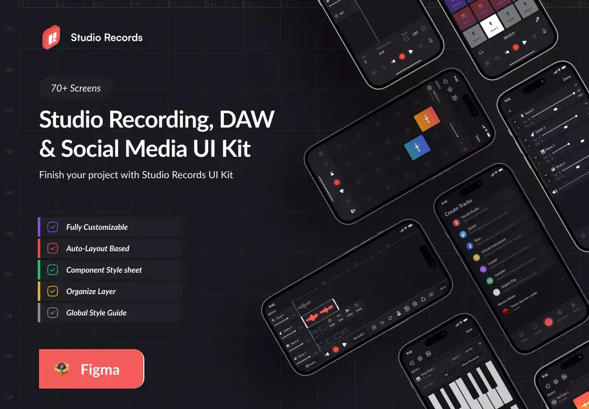 App for DAW Studio, Music Playing, & Social Media