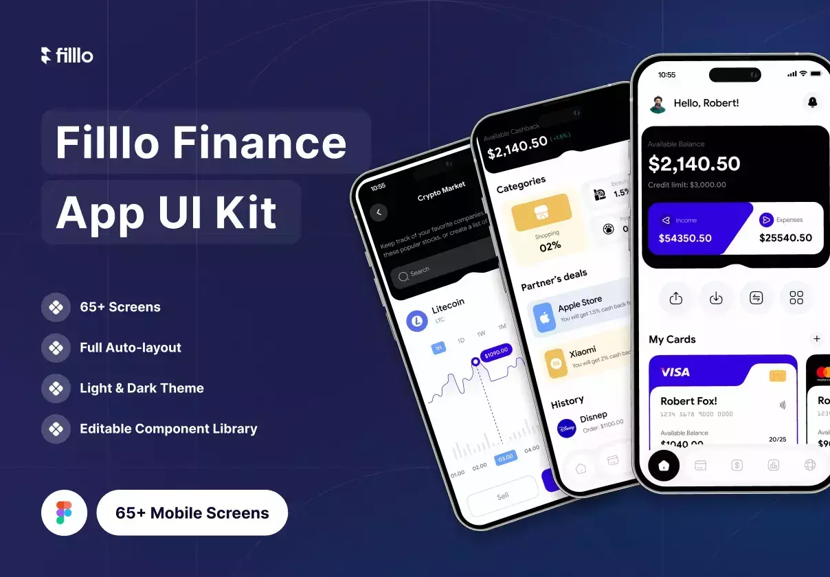 Figma iOS Filllo Finance App UI Kit