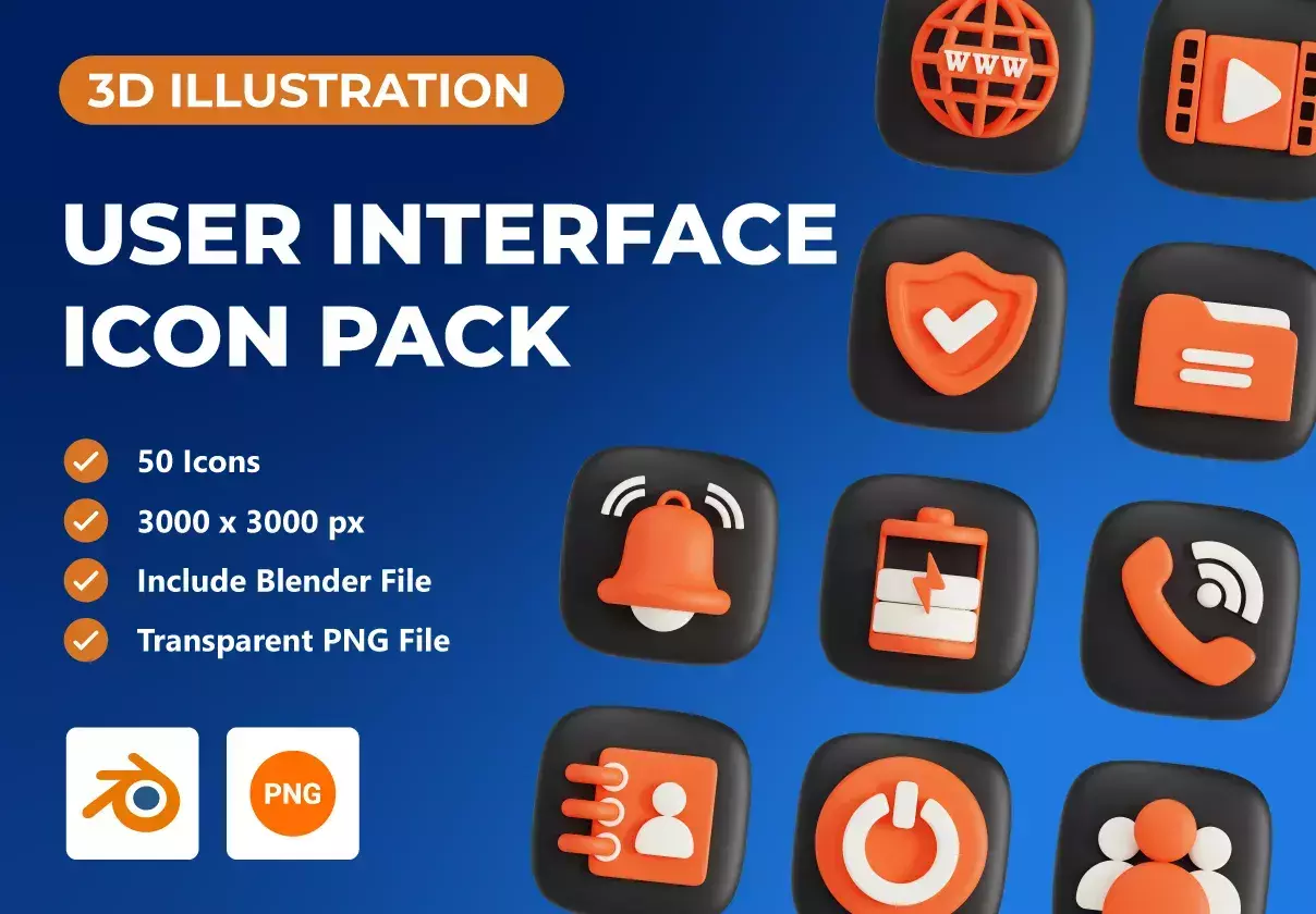 User Interface 3D Icon Pack