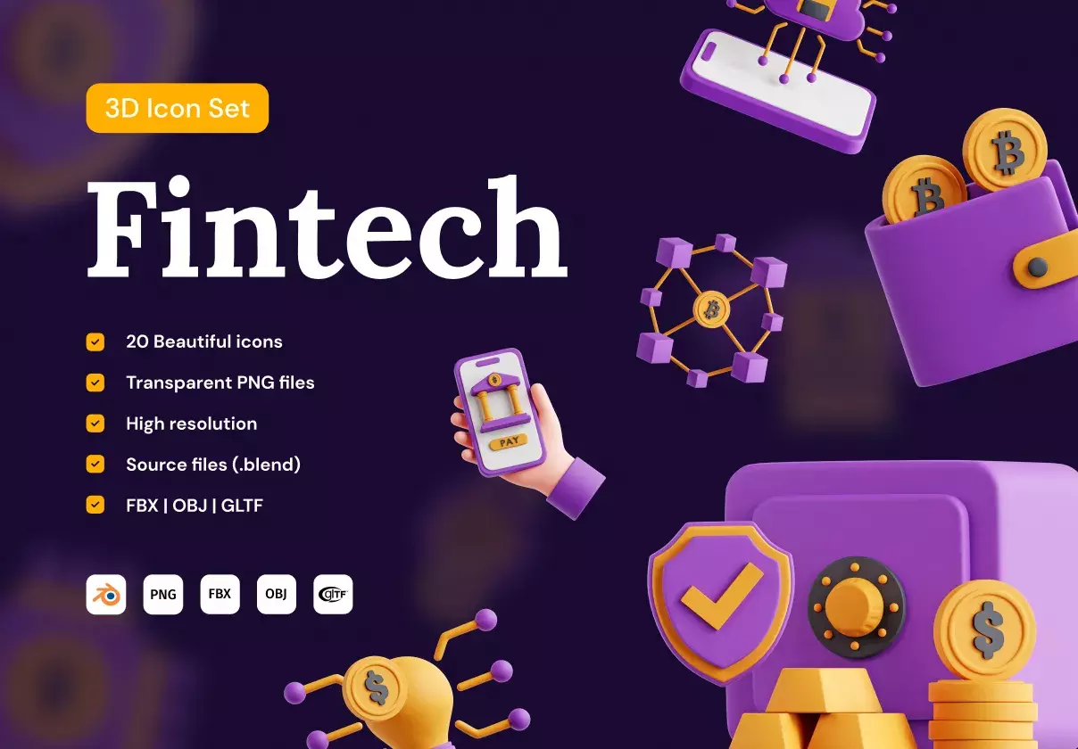 Fintech 3D Icon Set