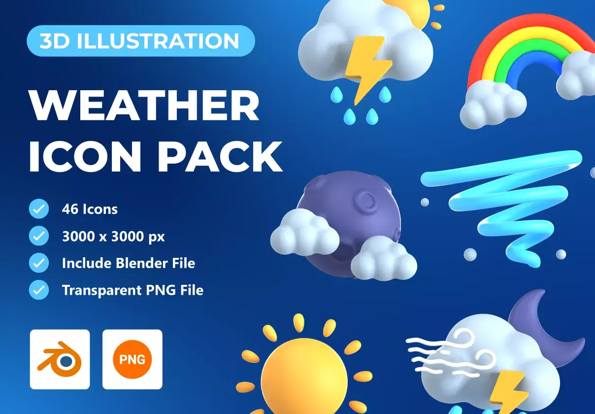 Weather 3D Icon Set