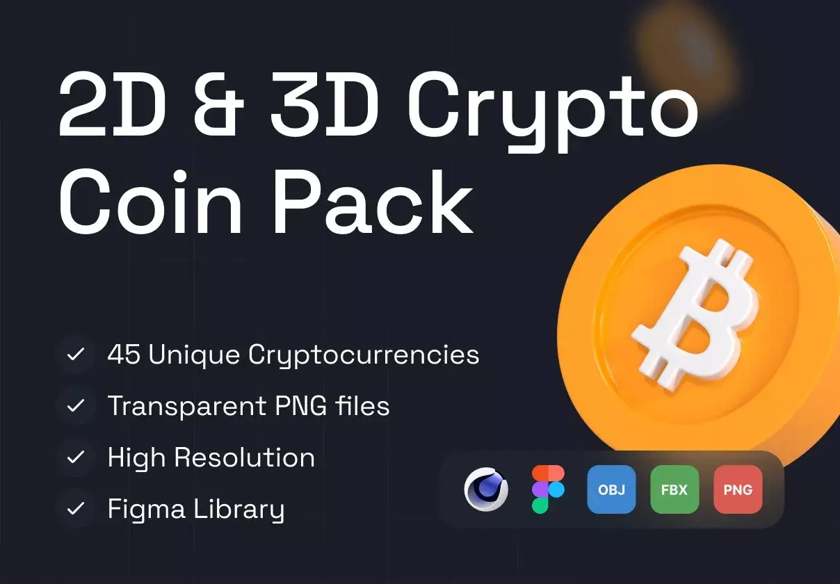 2D & 3D Crypto Coin Pack