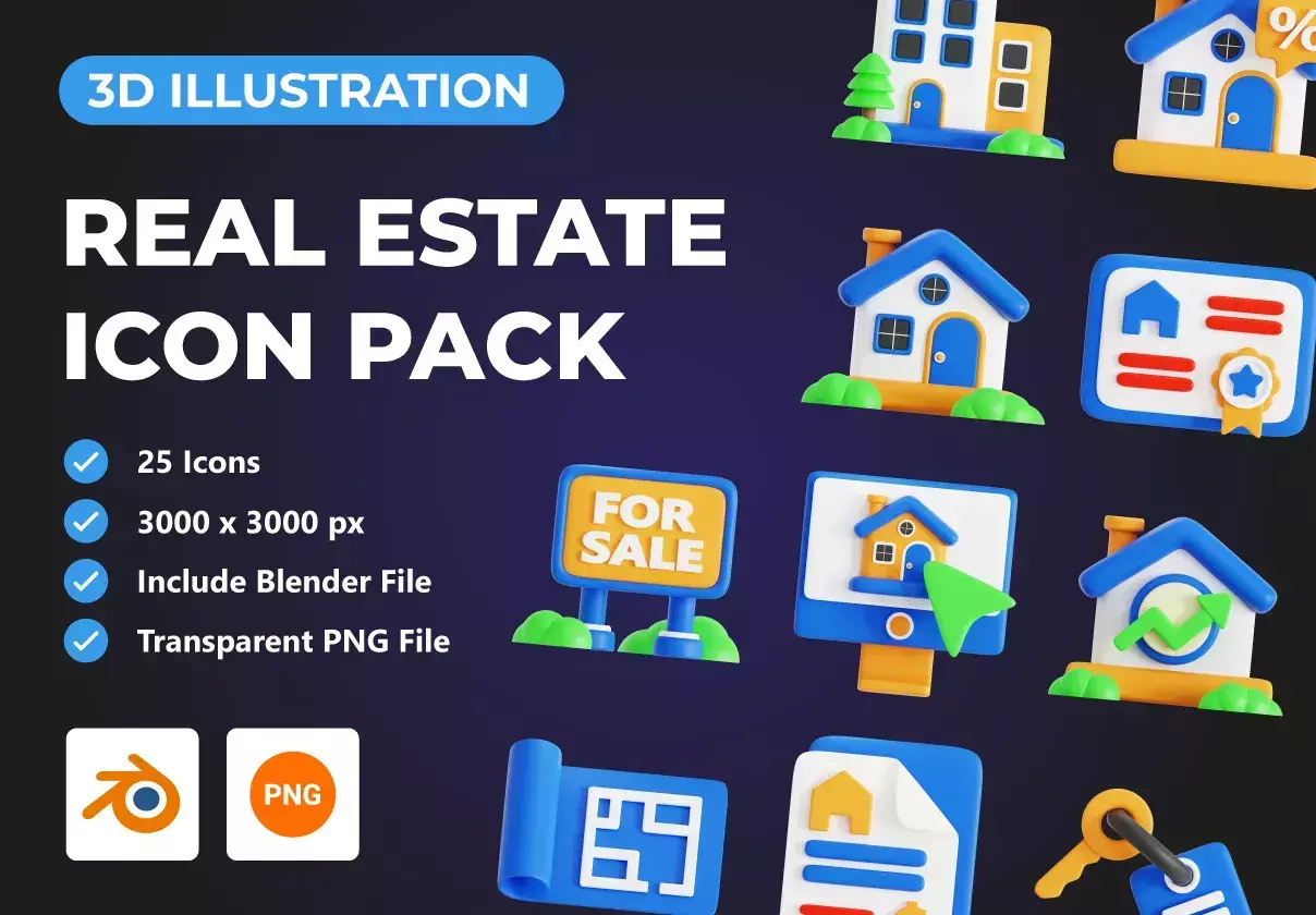 Real Estate 3D Icon Pack