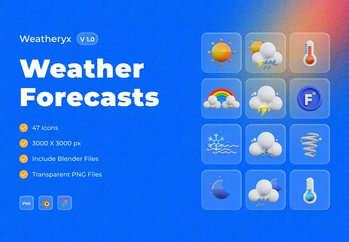 Weatheryx - Weather Forecasts 3D Icons Pack