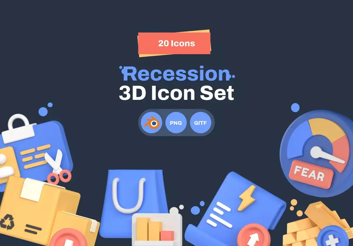 Recession 3D Icon Set