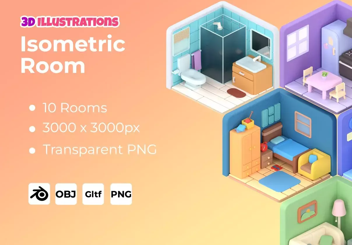 3D Isometric Room