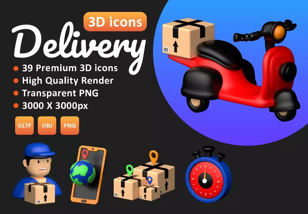 Delivery 3D icons Set