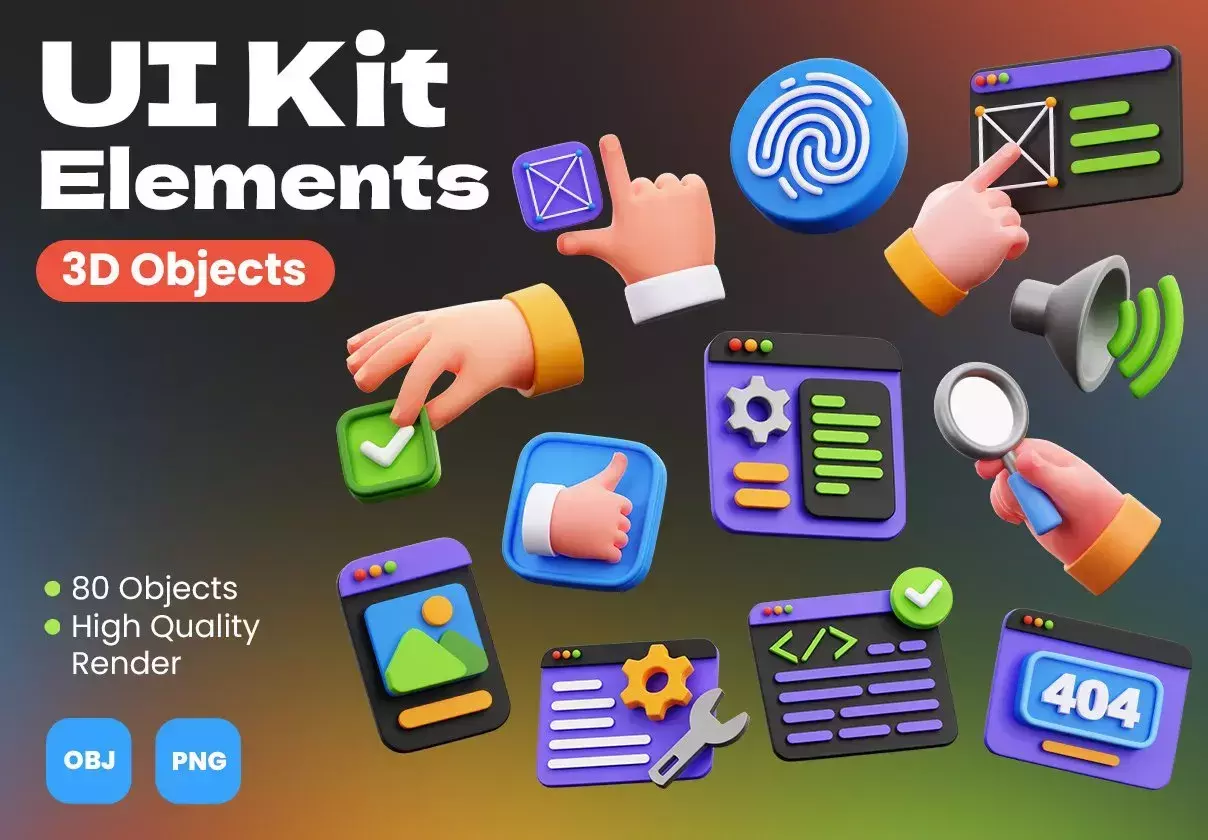 3D UI Kit Elements