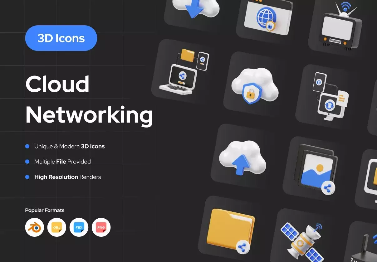 Cloud Networking 3D Icon