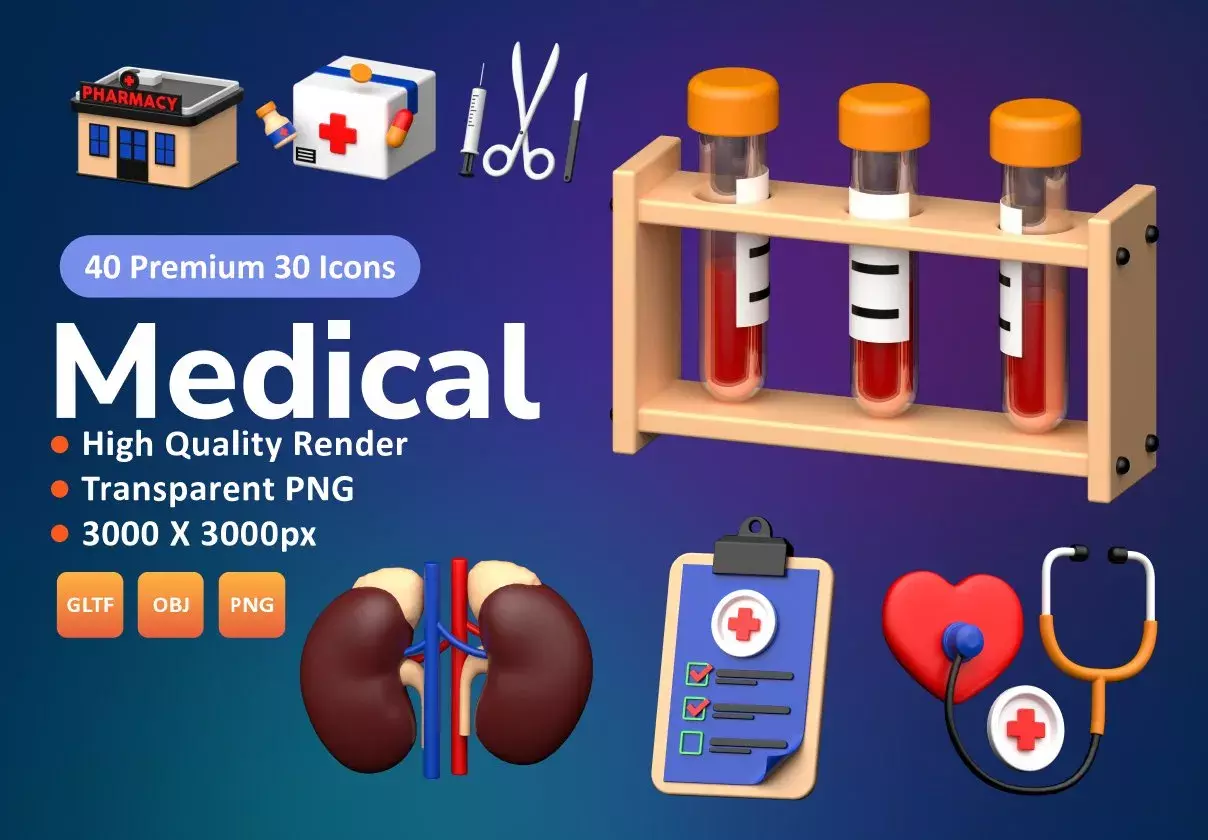 Medical 3D icons Set