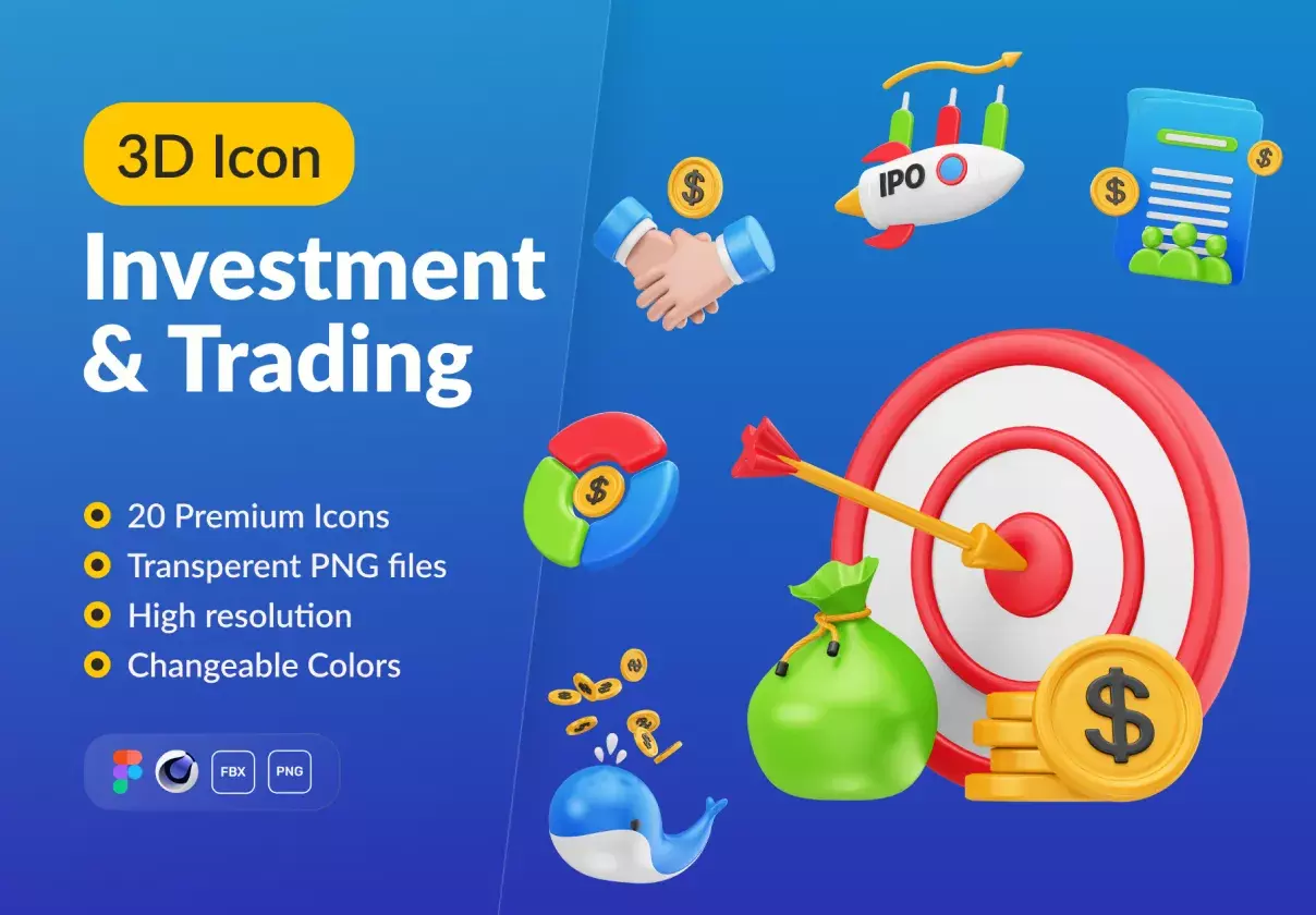 Investment & Trading: 3D Icon Set