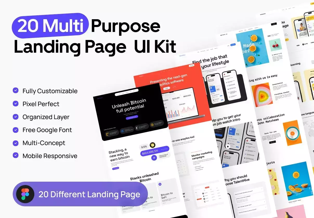 20 Multi Purpose Landing page design