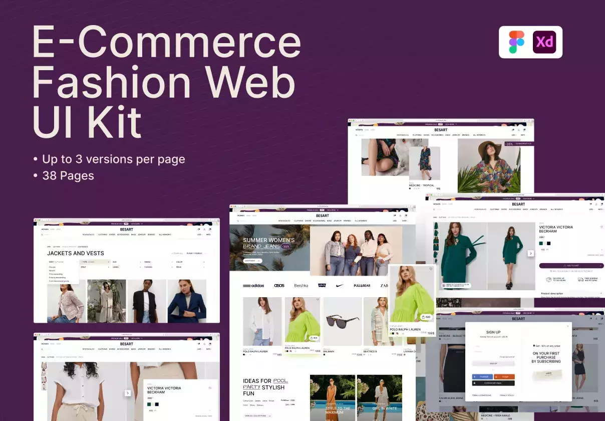 E-Commerce Web UI Kit (38 pages)