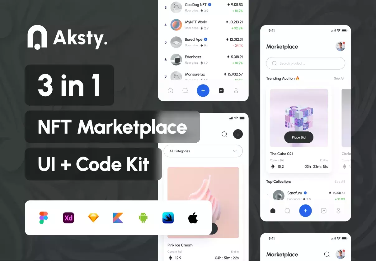 Aksty. - NFT Marketplace UI Kit + App