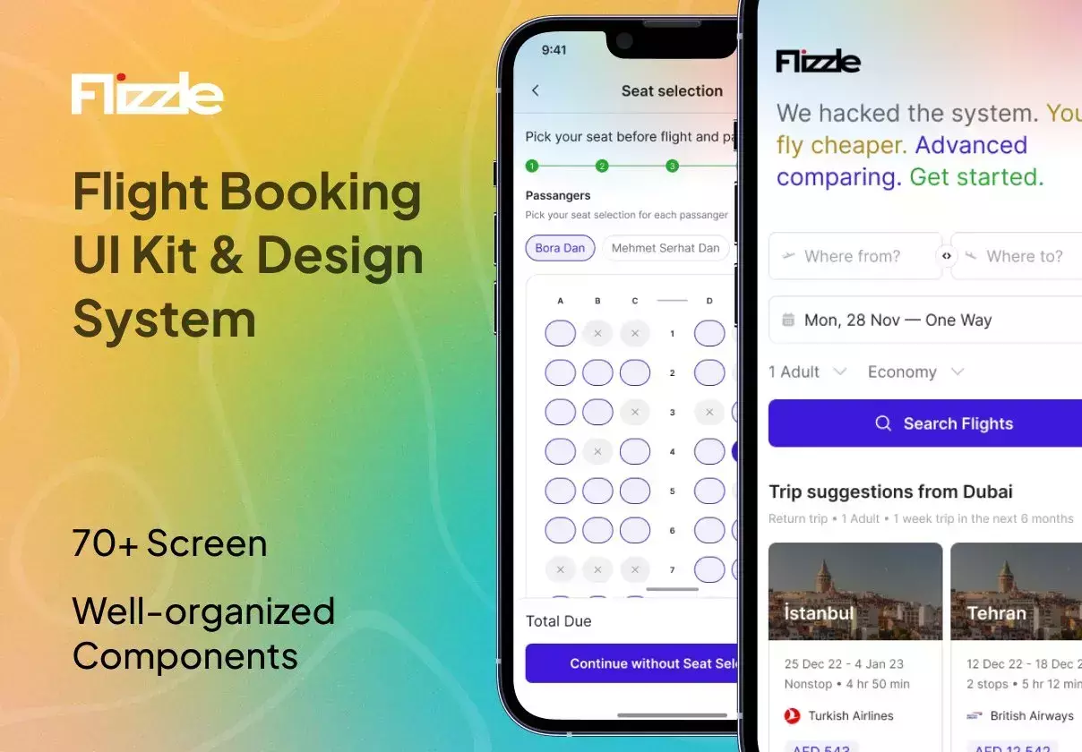 Flizzle — Flight Booking UI Kit & Design System