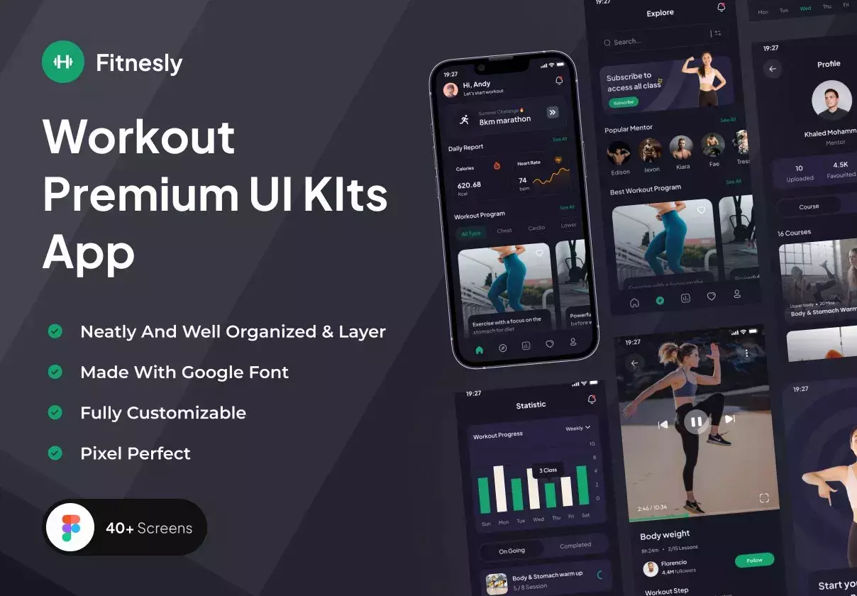 Fitnesly - Workout Premium UI KIts App