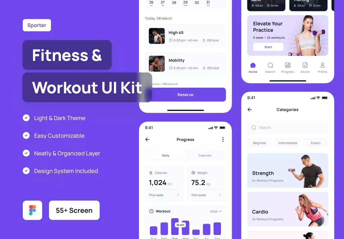 Sporter - Fitness & Workout App UI Kit