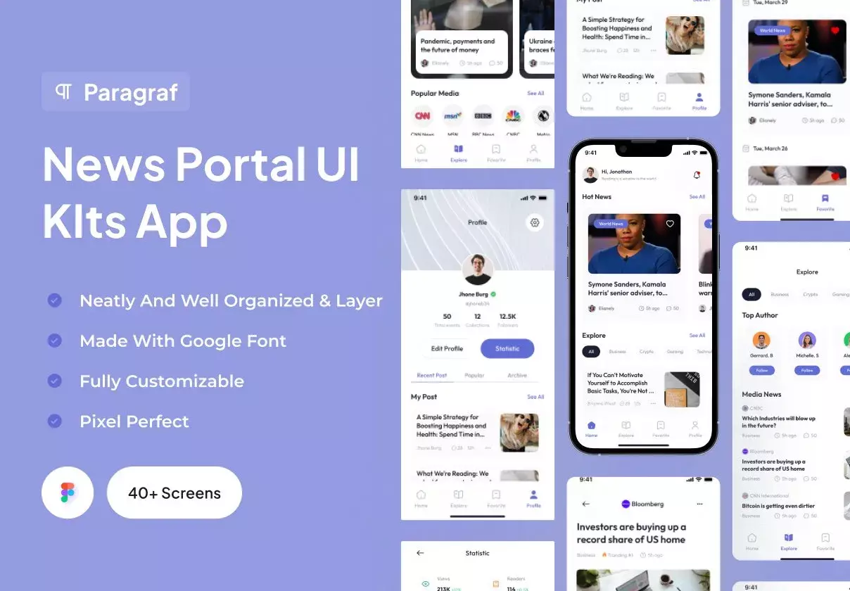 Paragraf - News Portal App Ui Kits