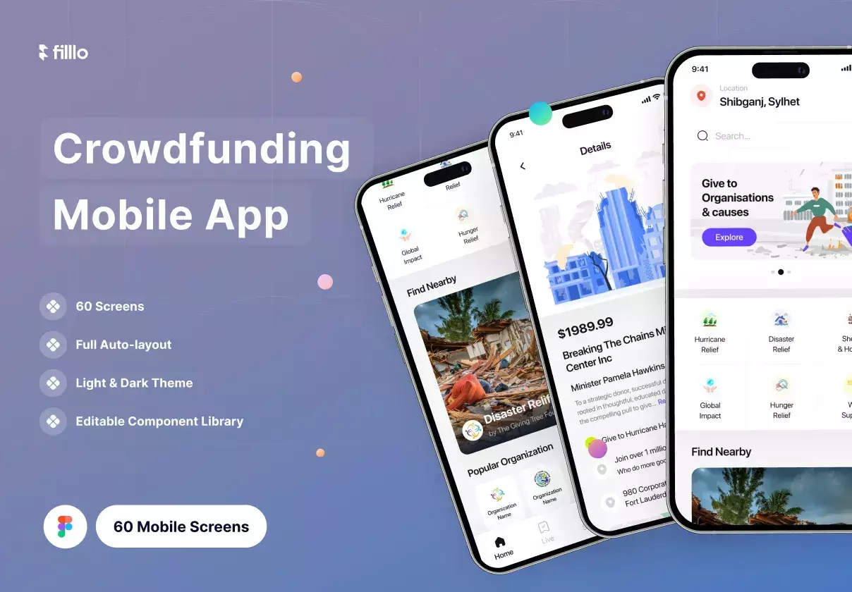 Filllo Crowdfunding App UI Kit