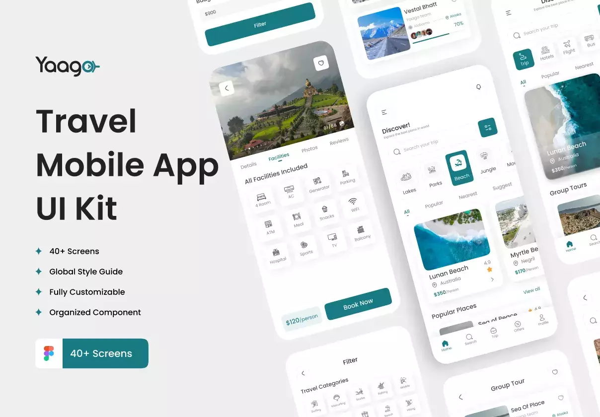 Yaago –Travel App UI Kit