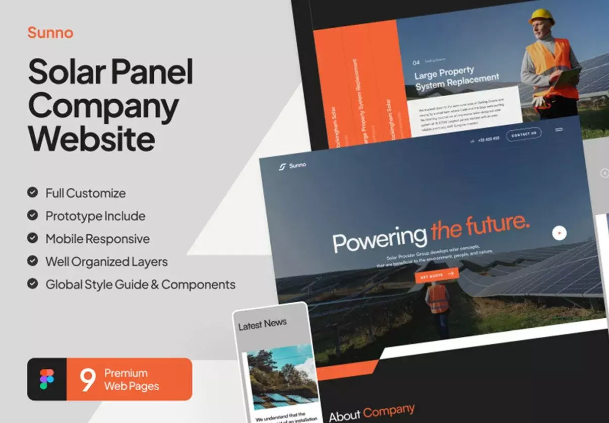 Sunno - Solar Panel Company Website