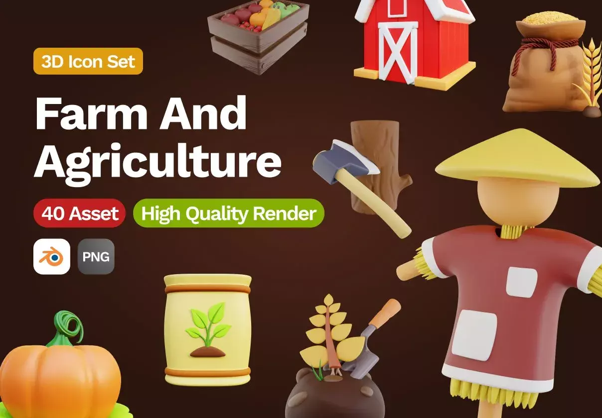 3D Farm And Agriculture Icon